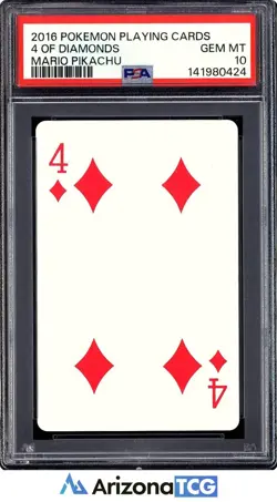 Pokemon 2016 Mario Pikachu 4 Of Diamonds Playing Cards Japanese GEM MINT PSA 10 - Image 1