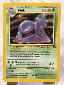 Pokemon TCG Muk Holo Rare Card 13/62 Fossil 1999 - Image 1