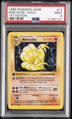 1999 POKEMON GAME 1ST EDITION #12 NINETALES-HOLO PSA 9 - Image 1