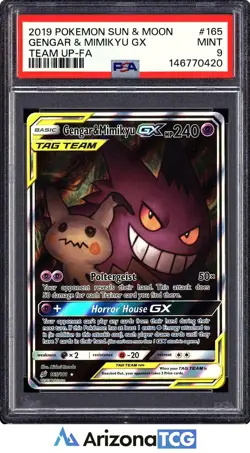 Pokemon 2019 Gengar & Mimikyu GX 165/181 Alt Art Team Up PSA 9 - Image 1