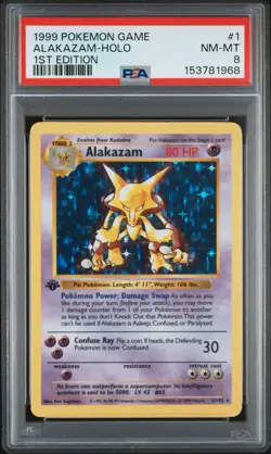 PSA 8 Alakazam #1 Pokemon Base Set (1999) 1st Edition Shadowless Holo - Image 1