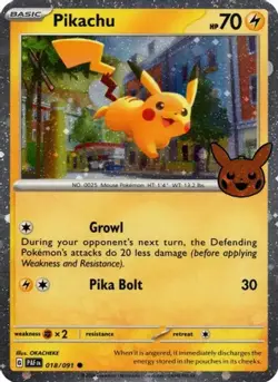 PIKACHU 018/091 HOLO COSMOS SWIRL 🌀 TRICK OR TRADE BOOSTER 2024 POKEMON NM/M - Image 1