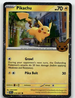 PIKACHU 018/091 HOLO COSMOS SWIRL 🌀 TRICK OR TRADE BOOSTER 2024 POKEMON NM/M - Image 2