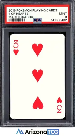 Pokemon 2016 Mario Pikachu 3 Of Hearts Playing Cards Japanese PSA 9 - Image 1