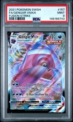 PSA 9 Gengar Vmax 157/264 Pokemon Fusion Strike Full Art Holo Card Sword Shield - Image 1