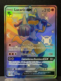 Lucario GX Sv64/Sv94 SM Hidden Fates Shiny Holo Rare Pokemon Card MP - Image 1