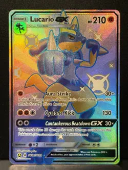 Lucario GX Sv64/Sv94 SM Hidden Fates Shiny Holo Rare Pokemon Card MP - Image 2