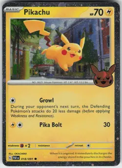 PIKACHU 018/091 HOLO TRICK OR TRADE BOOSTER 2024 POKEMON HOLO RARE NM - Image 1