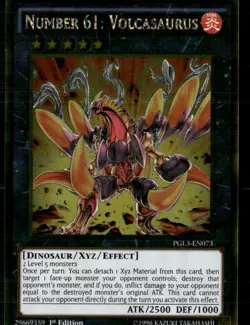 Number 61: Volcasaurus Premium Gold: Infinite Gold PGL3-EN073 Yugioh LP - Image 1