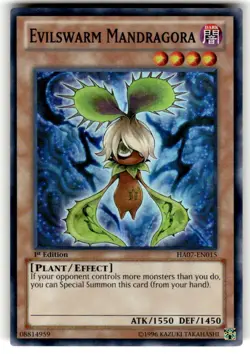 Yugioh - Evilswarm Mandragora Super Rare 1st Edition HA07-EN015 NM - Image 1