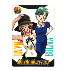 S5256 Dragon Ball x One Piece Jump Magazine 40th Anniversary Card Nami Bulma M9 - Image 1