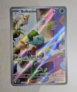 Pokemon TCG Stellar Crown Illustration Rare Holo Bulbasaur Card 143/142 SV07 - Image 1