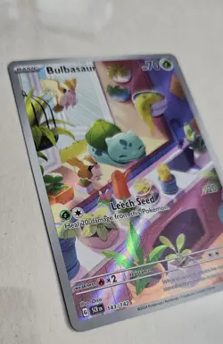 Pokemon TCG Stellar Crown Illustration Rare Holo Bulbasaur Card 143/142 SV07 - Image 2