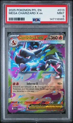 PSA 9 MINT Mega Charizard X EX 013 Phantasmal Flames Pokemon Card - Image 1