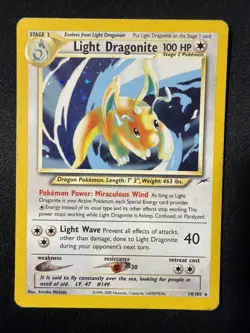 Pokemon TCG Light Dragonite Neo Destiny Holo Card 14/105 Unlimited Rare MP - Image 1