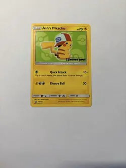 Pokemon 2017 Ash's Pikachu TCG Black Star Promo Card SM112 - Image 1