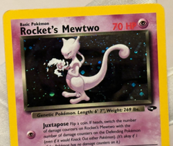Rocket's Mewtwo 14/132 Holo Rare Gym Challenge 2000 Pokemon LP with Swirl - Image 2