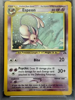 2001 Neo Discovery Espeon 1/75 Holo Foil Rare Pokemon WOTC PSA 5 - Image 2