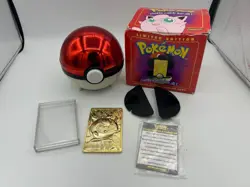 Pokemon 1999 Burger King Limited 23k Gold Plated Jigglypuff w/ Box, Ball, COA - Image 1