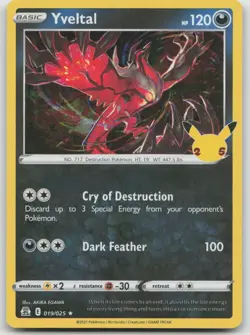 Yveltal 019/025 Rare Celebrations Pokemon Holo NM - Image 1