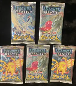Pokemon Silver Tempest Booster Pack Art Bundle (Set Of 5)Sealed Sword & Shield - Image 1