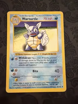 Pokemon TCG Wartortle Base Set Shadowless Unlimited Card 42/102 D1 - Image 1