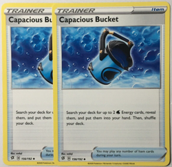 POKEMON 2X CAPACIOUS BUCKET 156/192 REBEL CLASH UNCOMMON NEAR MINT - Image 1