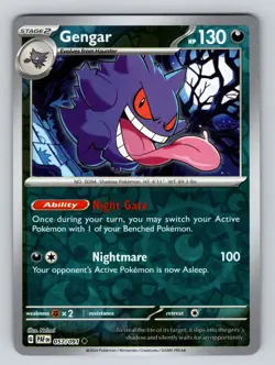 Gengar 057/091 Uncommon Paldean Fates Pokemon Reverse Holo NM - Image 1