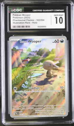Pokemon Paldean Wooper 2025 Phantasmal Flames 102/094 CGC 10 GEM MINT - Image 2