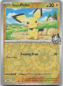 Ethan's Pichu 071/182 Common Destined Rivals Pokemon Reverse Holo Near Mint - Image 1