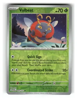 Volbeat 009/167 Common Twilight Masquerade Pokemon Reverse Holo Near Mint - Image 1