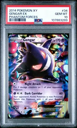 Gengar EX 34/119 XY Phantom Forces PSA 10 GEM MINT 2014 Pokemon - Image 1