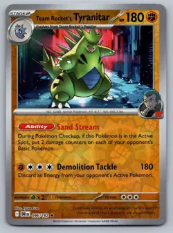 2025 Pokemon Destined Rivals Team Rocket's Tyranitar 096/182 Reverse Holo - Image 1