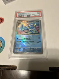POKEMON 2025 Prismatic Evolutions VAPOREON Reverse Holo #022 PSA 9 Mint RARE - Image 1