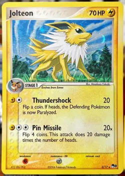 2006 Jolteon 3/17 POP Series 3 LP Holo Rare English Pokemon TCG - Image 1
