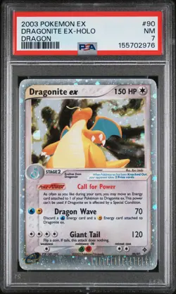 Dragonite EX Holo Ultra Rare 90/97 EX Dragon Pokemon Englsih PSA 7 NM SWIRL - Image 1
