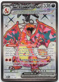 Charizard ex 215/197 Ultra Rare Obsidian Flames Pokemon Near Mint - Image 1