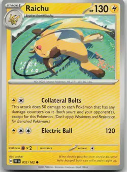 Raichu 052/162 Common Temporal Forces Pokemon Near Mint - Image 1