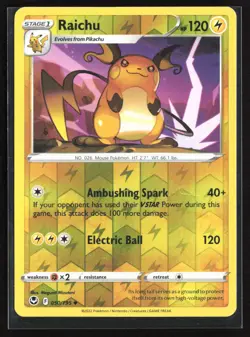 Pokemon TCG - Raichu Reverse Holo Uncommon SWSH12: Silver Tempest 050/195 NM - Image 1