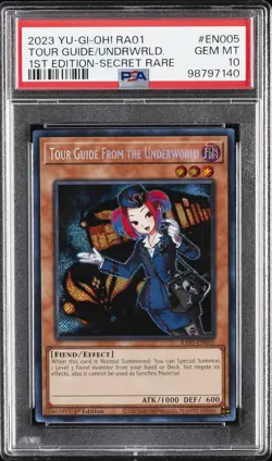2023 1ST EDITION-SECRET RARE #EN005 TOUR GUIDE FROM THE UNDERWORLD PSA 10 - Image 1