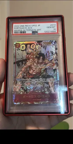 MANGA ALT ART PORTGAS D. ACE One Piece OP02 Paramount War Japanese #013 PSA 10 - Image 1