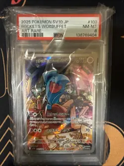 Team Rocket's Wobbuffet 203 Sv: Scarlet & Violet Promo Cards Holo PSA 8 - Image 1