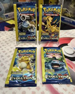 4x PACK ART SET - Pokemon XY Evolutions 3 CARD Booster packs - FACTORY SEALED - Image 1