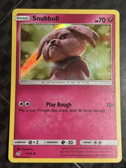 Snubbull 15/18 Detective Pikachu Holo Common Pokemon Card NM - Image 1
