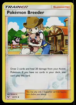 Pokemon Card Shining Legends Pokemon Breeder 63/73 Uncommon Reverse Holo - Image 1