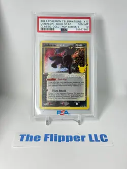 2021 POKEMON CELEBRATIONS CLASSIC COLLECTION #17 UMBREON-GOLD STAR PSA 10 - Image 1