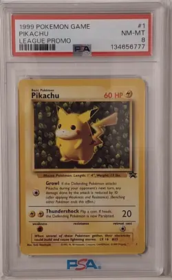 1999 Pokemon Game Pikachu #1 League Black Star Promo PSA 8 MINT Vintage - Image 1