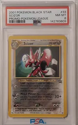 Black Star Promo Pokemon League Scizor #33 PSA 8 Vintage WOTC - Image 1