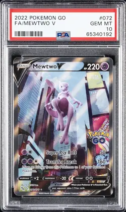 2022 POKEMON GO #072 FULL ART/MEWTWO V PSA 10 - Image 1