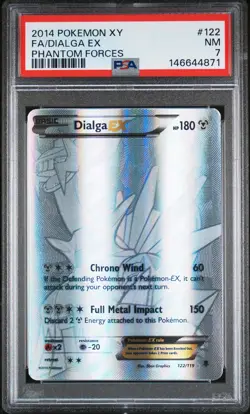 2014 POKEMON XY PHANTOM FORCES #122 FULL ART/DIALGA EX PSA 7 - Image 1